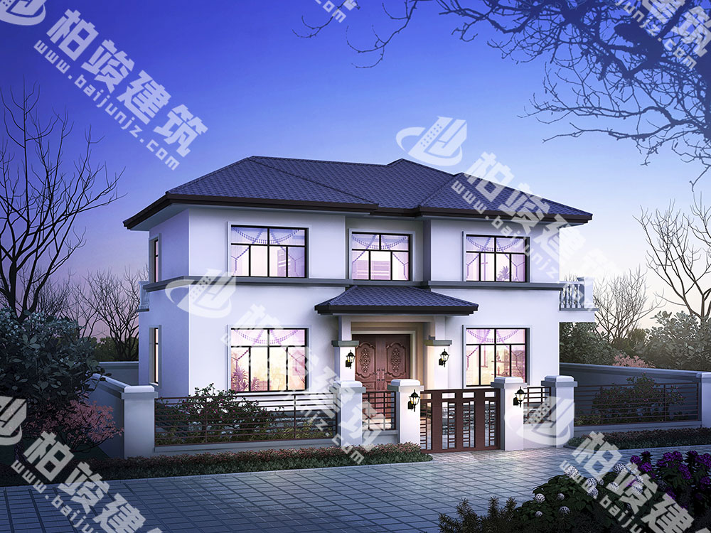 二层现代风格自建房设计图，框架结构，大气设计