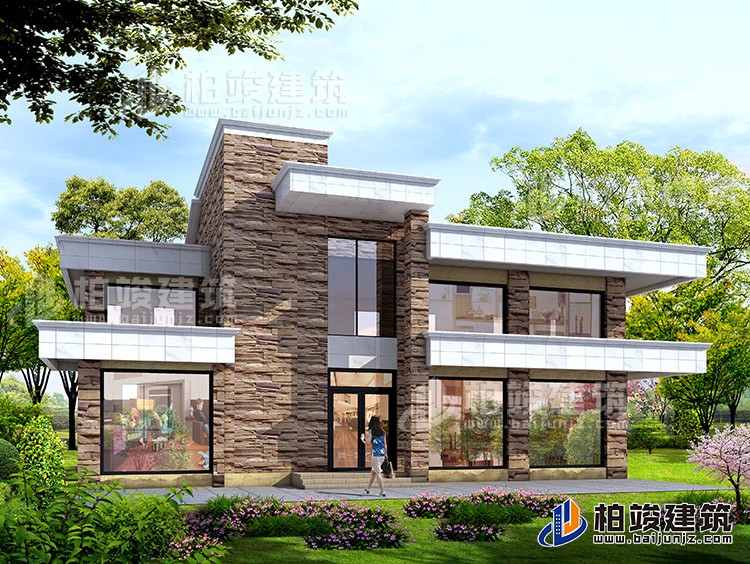 二层农村现代别墅设计图纸，有娱乐室、健身房18x12米BZ252-新中式风格